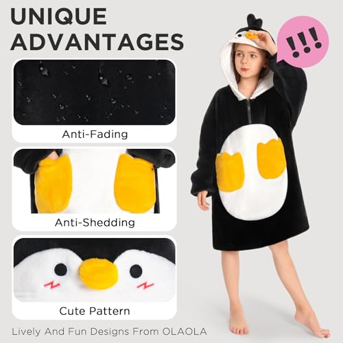 OLAOLA Wearable Blanket Hoodie for Adults - Oversized Animal Hooded Blanket - Soft Warm Cozy Sherpa Fleece Sweatshirt