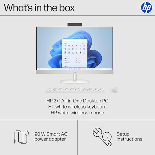 HP 27" FHD Touchscreen All-in-One Desktop Computer, 16GB DDR5 RAM, 1.5TB Storage(1TB SSD and 512GB External), AMD Ryzen 5 ...