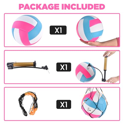 ELKCIP Volleyballs Official Size 5, Waterproof Soft Bulk Recreational Volley Balls with Pump and Net Bag for Indoor Outdoo...