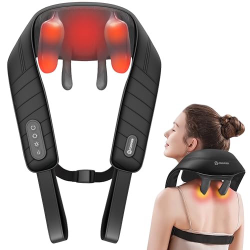 COMFIER Cordless Neck Massager with Heat, 4D Kneading Shiatsu Neck and Shoulder Massager Deep Tissue, Hands-Free Straps, F...