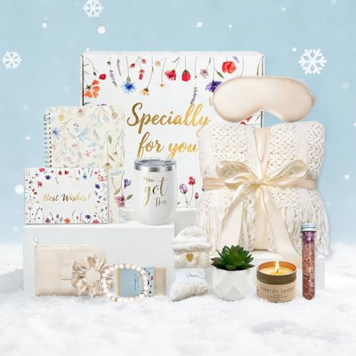 15pcs Get Well Soon Gifts Basket for Women - After Surgery, Self Care Gifts Package with Cozy Blanket, Socks, Spa Set, Car...