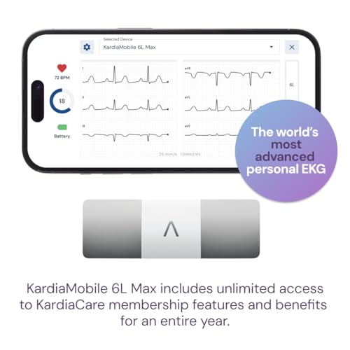 KardiaMobile 6L Max with 12-Month Subscription | 6-Lead Personal EKG Monitor | Heart Health Membership | Detects AFib & Ir...