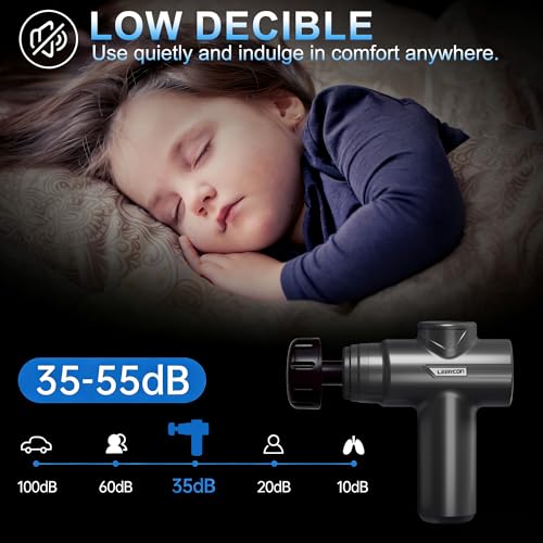 LEERCON Massage Gun with Heat, Deep Tissue Massager Gun Back Massager for Pain Relief with 5 Interchangeable Heads & 6 Spe...