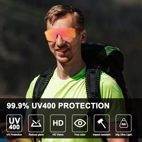 IX INOXTO Sports Sunglasses for Men Women Cycling Sunglasses Lightweight TR90 Frame UV400 Protection Goggles for Baseball Run