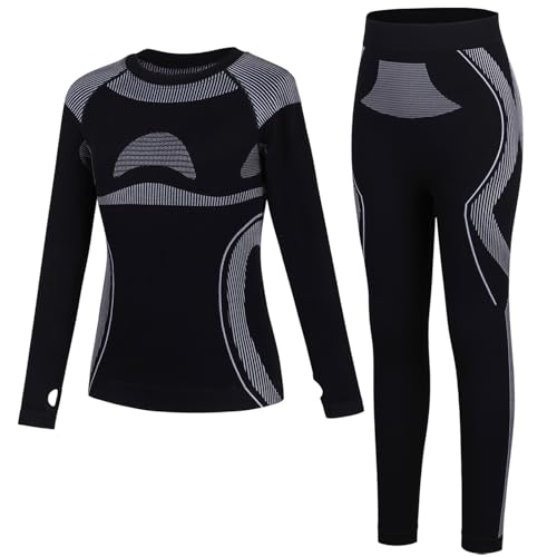 beautyin Seamless Thermal Underwear for Kids Athletic Long Base Layer Girls Boys Top Bottom Set with Thumbhole