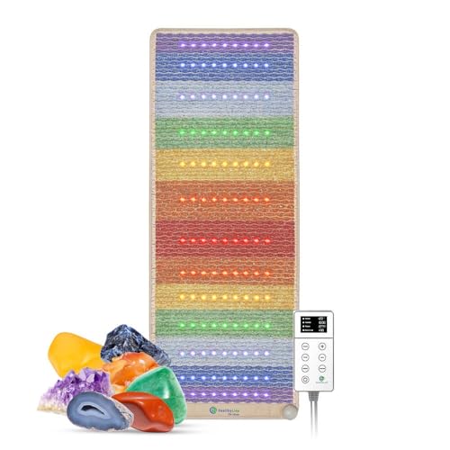 HealthyLine Rainbow Infrared Heating Pad - Full Body Heating Pad - Heat Therapy with Natural Chakra Stones and Healing Cry...
