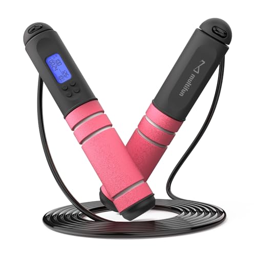 multifun Digital Jump Rope with Smart Counter & Timer - Adjustable Speed Skipping Rope for Fitness, Weight Loss, Boxing, M...