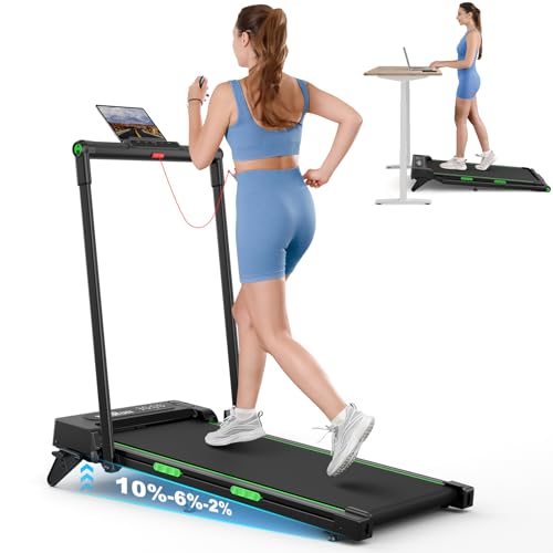 THERUN Walking Pad, 2 in 1 Foldable Treadmills for Home, 2.5HP Under Desk with Handle Bar, 16" Widened Running Belt, with ...