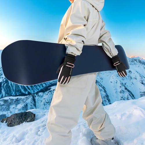 Feelorna Women Winter Ski Gloves, Waterproof Touchscreen Anti-Slip Snowboard Gloves for Skiing Sports