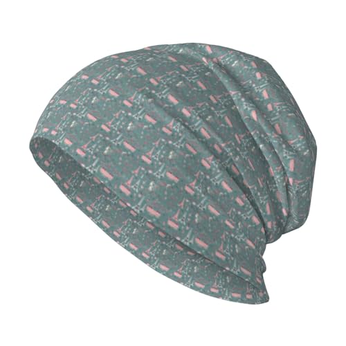 Romantic Paris Eiffel Tower Bycicle Print Winter Beanie Hat Men Women Soft Lightweight Thermal Cap for Outdoor Skiing Wear...