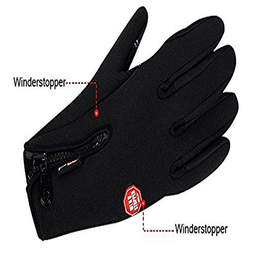 HKXY Bicycle Motorcycle Waterproof Gloves Outdoor Sport Warm Windproof Thermal Touch Gloves Riding Running Bike Cycling Gl...