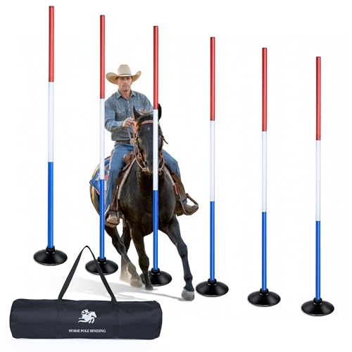 inoreal 6 Pcs 6FT Pole Bending Poles for Horses, Adjustable Equestrian Sports Training Equipment for Horses, Agility Poles...