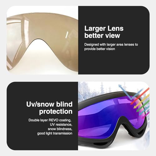 Ukontagood 8 Pack Ski Goggles, Motorcycle Goggles Dirt Bike Goggle, Snowboard Goggles for Adult Men Women Youth