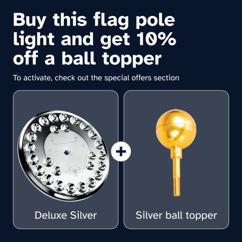 Deluxe Flag Pole Light Solar Powered - 1300 Lumen for Flagpole - Light Up American Flag Outdoor from Dusk to Dawn for 12+ ...