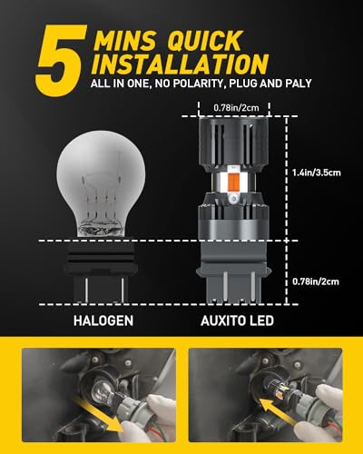 AUXITO Latest CANBUS 3157 Switchback LED Bulbs 3057 3457 4157 Dual Color Amber/White Anti Hyper Flash Built-in Resistor Er...