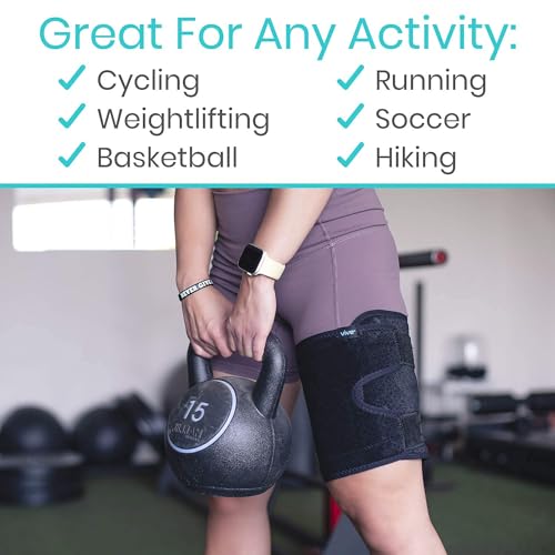 Vive Thigh Brace - Hamstring Quad Wrap - Adjustable Compression Sleeve Support for Pulled Groin Muscle, Sprains, Quadrice...