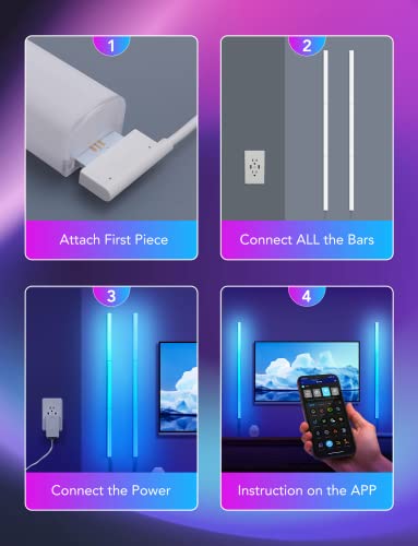 Govee Glide Wall Lights, RGBIC LED Light, Smart Gaming Light Works with Alexa and Google Assistant, RGB Lights Bar, LED Wa...