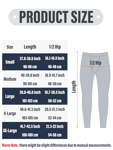 URATOT Men's Thermal Underwear Bottom Fleece Long Johns for Men Soft Warm Base Layer Thermal Pants for Cold Weather