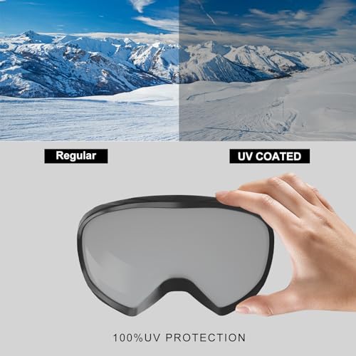 GlaRid Ski Goggles, OTG 100% UV Protection Anti Fog Snowboard/Ski Goggles for Men, Women & Youth