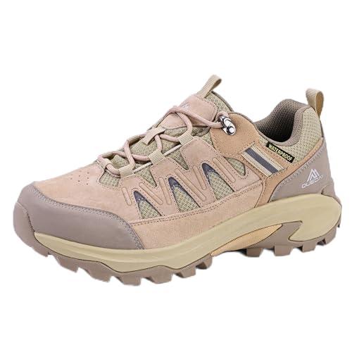Queday Waterproof Hiking Shoes for Women Men Non Slip Leather Outdoor Backpacking Shoes All Terrain Lug Sole Camping Climb...
