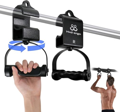 Rotating Pull-Up Handles-Ergonomic Exercise Handle for LAT Pulldown Attachments/Seated Rows/Barbell Handles -Quick Attachm...