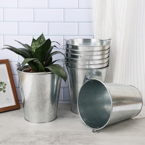 IHDYPPEW 12 Pack 7 Inch Large Galvanized Ice Buckets with Handles, 100 OZ Metal Bucket for Beer, Wine, Champagne, Parties,...