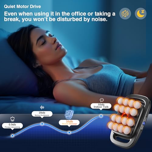 HIADGUNNR 16 Head Massage Gun Set, Deep Tissue Massage Gun Portable with 3 Modes & 30 Intensities, Red Light Therapy, Quie...
