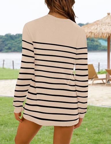NENONA Women's Spring Summer Sweater Sets 2 Piece Beach Vacation Outfits Long Sleeve Casual Tops & Shorts Loungewear