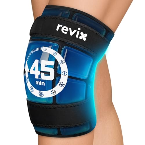 REVIX Knee Ice Pack Wrap, 45-Minute Long-Lasting Ice Pack for Knees with Ice Grid Gel Design, Reusable Gel Ice Wrap, Cold ...
