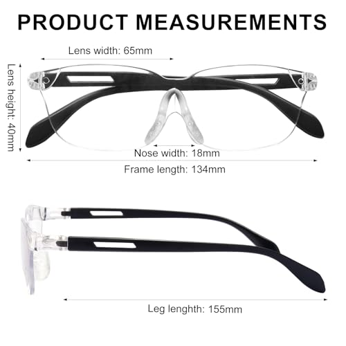 OKH 160% Magnifying Glasses Wearable Magnifier Hands-Free for Close Work Reading Sewing Hobby Craft, Lightweight (2-Pack)
