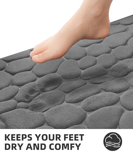 YIHOUSE Bathroom Mat Rug, Memory Foam Bath Mat, Non-Slip Bathroom Floor Mats, Cobblestone Bath Mats Absorbent Bath Rugs Wa...