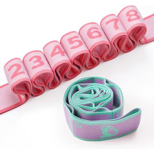 2 PCS Kids Stretching Strap - 8-Loop Adjustable Stretch Bands for Dance, Ballet, Yoga, Gymnastics Workout, Children‘s Fitn...