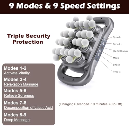 Novotechcal 28-Head Massage Gun Set, Deep Tissue Percussion Massager with 9 Modes and 9 Adjustable Intensities, Quiet Musc...