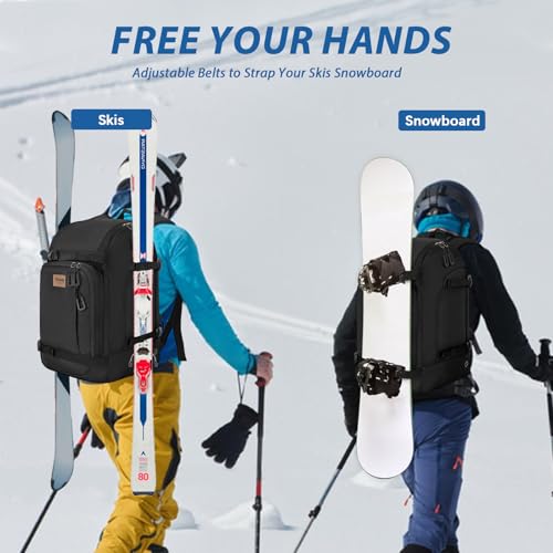 Goloni 50L Ski Boot Bag with Rubberized Exterior/Waterproof Bottom for Skis, Snowboard, Ski Helmet, Accessories