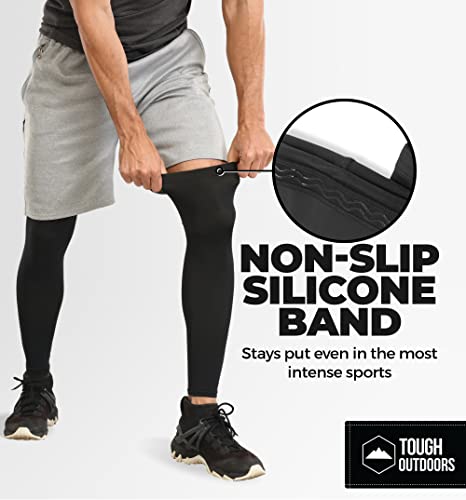 Tough Outdoors Leg Compression Sleeve - Leg Sleeves for Men & Women - Compression Calf Sleeves - Basketball Football Cycling