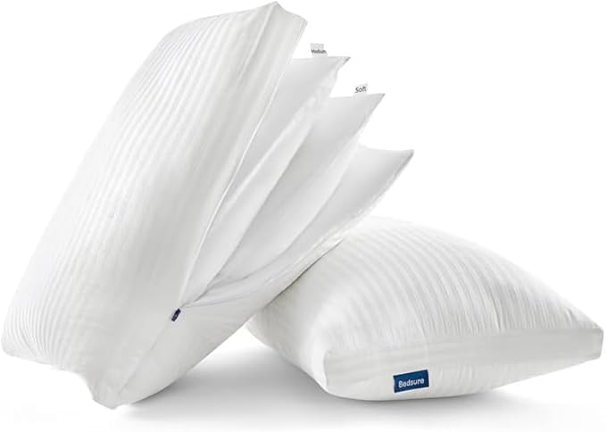 Bedsure Pillows Set of 2 - Fluffy & Soft Adjustable Layer Queen Pillows with Cotton Cover, Luxury Bed Pillows for Sleeping, Firm Pillows for Side, Back, Stomach Sleepers (1, King)