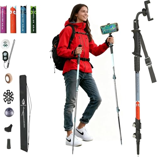 EpochCreate Trekking Pole as Selfie Stick-Hiking Sticks for All Terrain for Women&Men with Detachable Phone & GoPro Mount,...