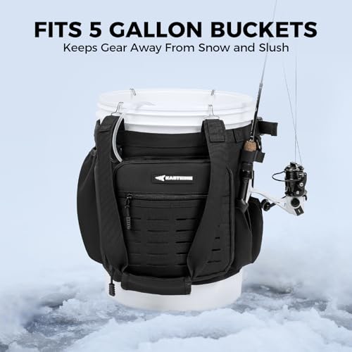 KastKing Karryall Fishing Bucket Organizer for 5 Gallon Bucket, Ice Fishing Tackle Bag with Adjustable Buckle, Rod & Plier...
