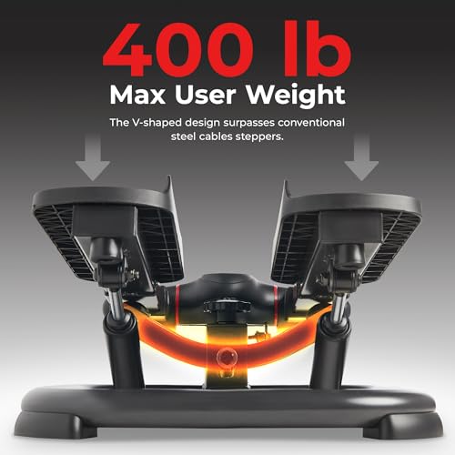 Sunny Health & Fitness 2-in-1 Premium Power Stepper with 400lbs Weight Capacity and Resistance Bands, Low-Impact Cardio, S...
