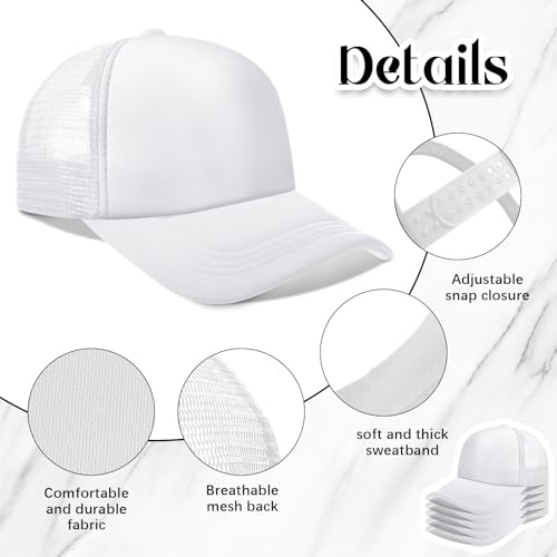Vabean 24 Pack Sublimation Blank Cap Trucker Mesh Cap Unisex Plain Blank Baseball Hat for DIY Embroidery Sublimation Printing