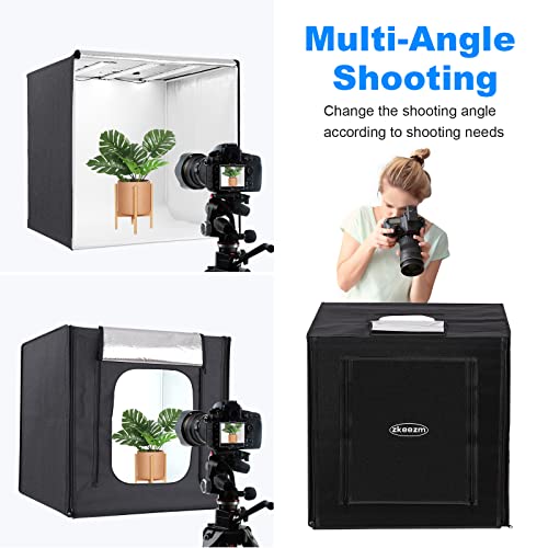 ZKEEZM Photo Studio Light Box Photography 32"x32" with 210 LEDs and 6 Colors Backdrops for Product Photography, Foldable P...