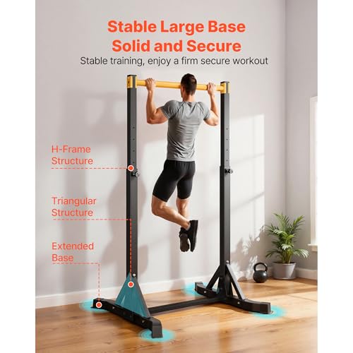 VEVOR Pull Up Bar, 330LBS Capacity Portable Pullup Bar Station, Pullup Bars Free Standing with H-Frame Structure & Heavy-D...