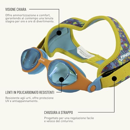 FINIS DragonFly Kids Swim Goggles - Ages 3-6, Adjustable Floating Strap, UV Protection, Anti-Fog