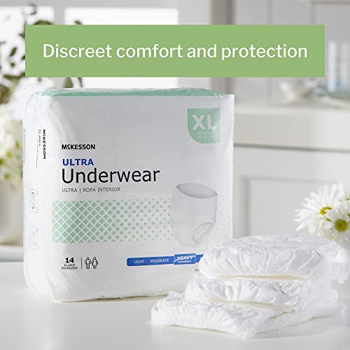 McKesson Ultra Adult Incontinence Underwear, [56 Count], Heavy Absorbency, XL, 58-68 in. Unisex Bladder Leak Protection, P...
