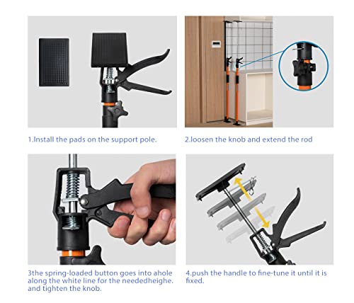 4PK Support Pole, Steel Telescopic Adjustable 3rd Hand Support System, Support Rod, Supports up to 154 lbs Construction Ro...