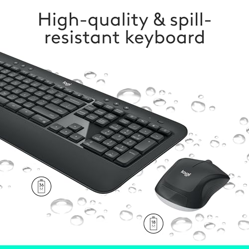 Logitech MK540 Advanced Wireless Keyboard and Mouse Combo for Windows, 2.4 GHz Unifying USB-Receiver, Multimedia Hotkeys, ...