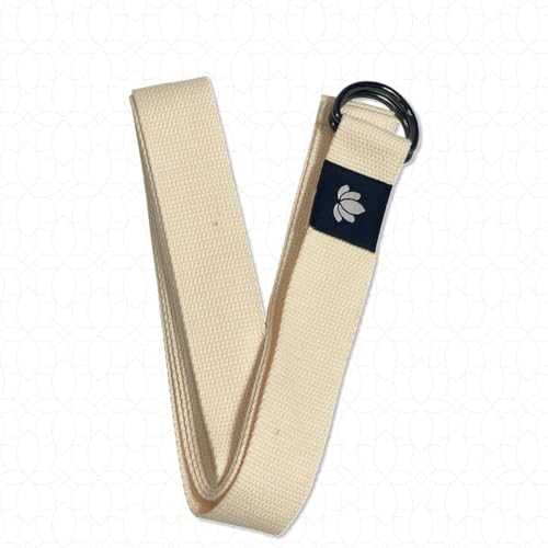 8ft Yoga Strap with Metal D-Ring – Premium Cotton Blend Stretching Strap for Flexibility, Pilates & Rehab – Adjustable, Du...
