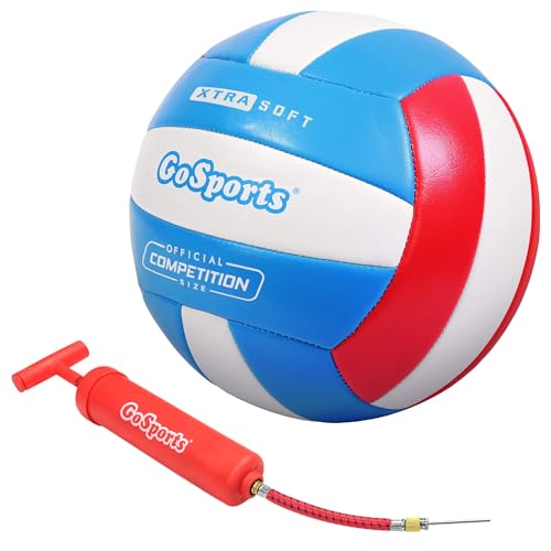 GoSports Soft Touch Recreational Volleyballs - Single or 6 Pack - Regulation Size for Indoor or Outdoor Play - Includes Ba...