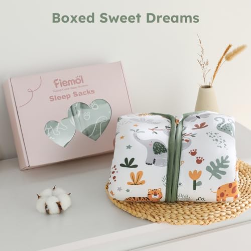 FIEMOL Baby Sleep Sack 6-12 Months, 2.5 TOG Cotton Winter Baby Wearable Blanket with 2-Way Zipper, Warm Soft Sleeping Bag ...
