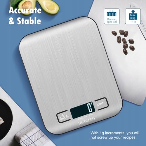 Food Scale, Kitchen Scales Digital Weight Food Grams and Ounces for Weight Loss Baking Cooking of NUTRI FIT, Max 11lb 1g I...